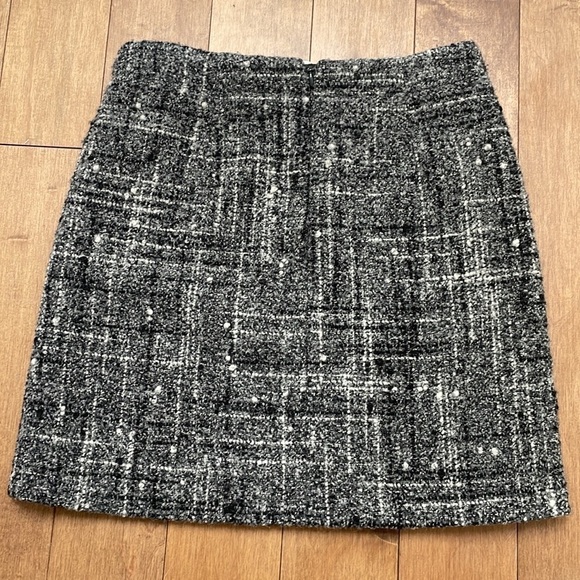 Marc Aurel mini wool skirt black white grey textured fixed belt lined sz 4 - Picture 7 of 10